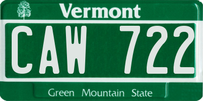 VT license plate CAW722