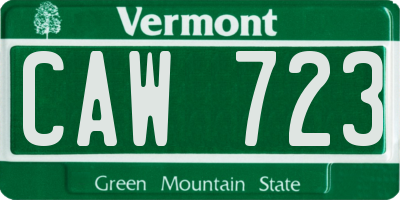 VT license plate CAW723