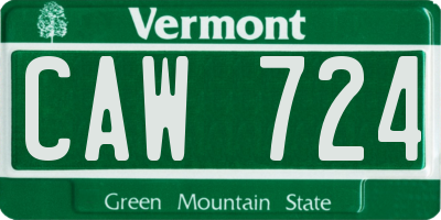 VT license plate CAW724