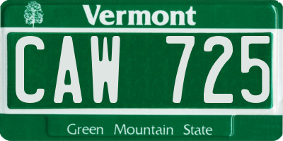 VT license plate CAW725
