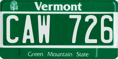 VT license plate CAW726