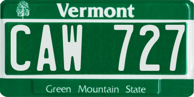 VT license plate CAW727