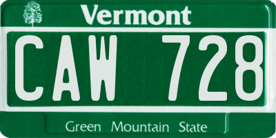 VT license plate CAW728