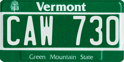 VT license plate CAW730