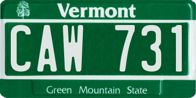 VT license plate CAW731