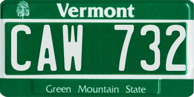 VT license plate CAW732