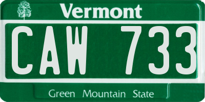 VT license plate CAW733