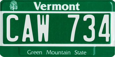 VT license plate CAW734