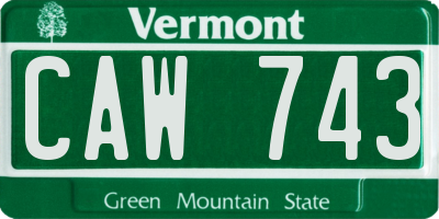 VT license plate CAW743