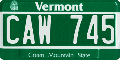 VT license plate CAW745