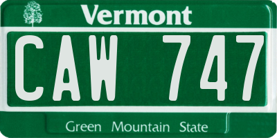 VT license plate CAW747