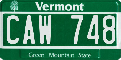 VT license plate CAW748