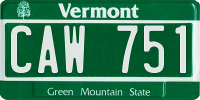 VT license plate CAW751
