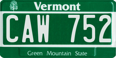 VT license plate CAW752