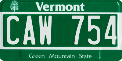 VT license plate CAW754