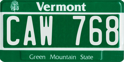 VT license plate CAW768