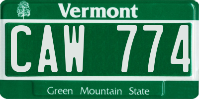 VT license plate CAW774