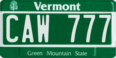 VT license plate CAW777