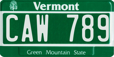VT license plate CAW789