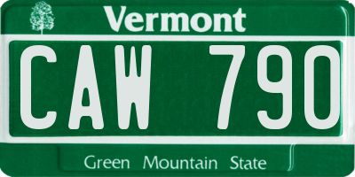VT license plate CAW790