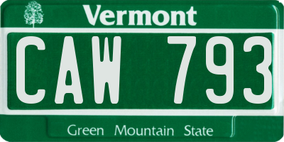 VT license plate CAW793