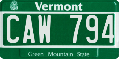 VT license plate CAW794