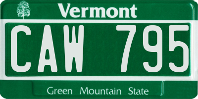VT license plate CAW795