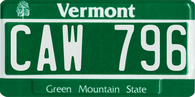 VT license plate CAW796