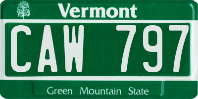 VT license plate CAW797