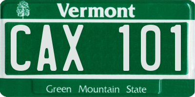 VT license plate CAX101