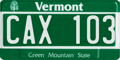 VT license plate CAX103