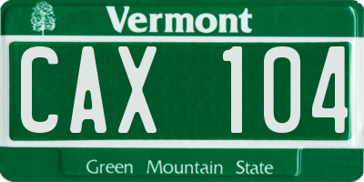 VT license plate CAX104