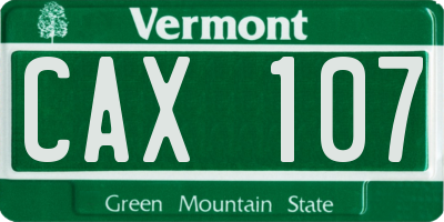 VT license plate CAX107