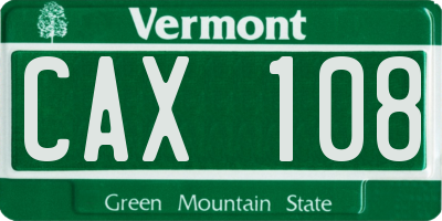 VT license plate CAX108