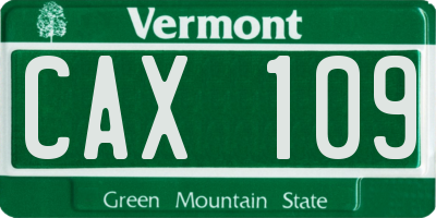 VT license plate CAX109