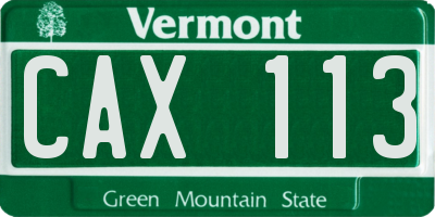 VT license plate CAX113
