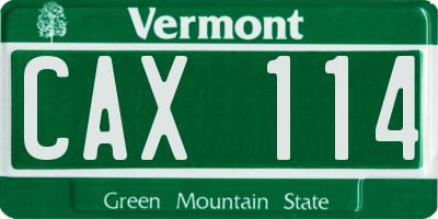 VT license plate CAX114