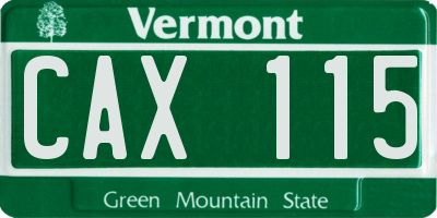 VT license plate CAX115