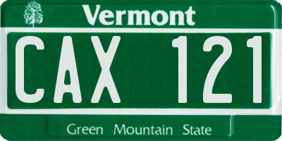 VT license plate CAX121