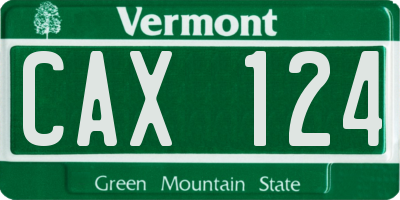 VT license plate CAX124
