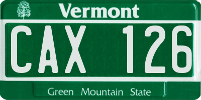 VT license plate CAX126