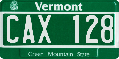 VT license plate CAX128