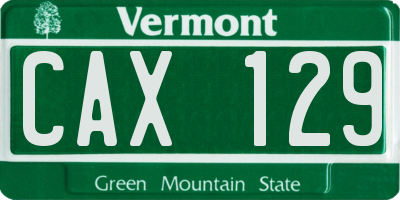 VT license plate CAX129