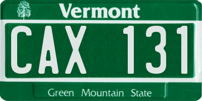 VT license plate CAX131