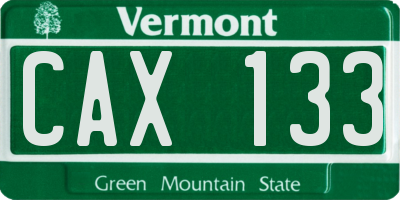 VT license plate CAX133