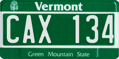 VT license plate CAX134
