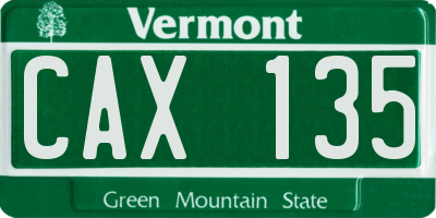 VT license plate CAX135