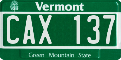 VT license plate CAX137