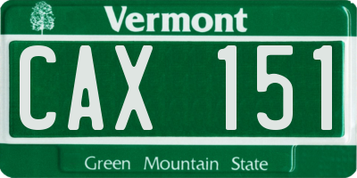VT license plate CAX151