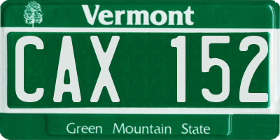 VT license plate CAX152